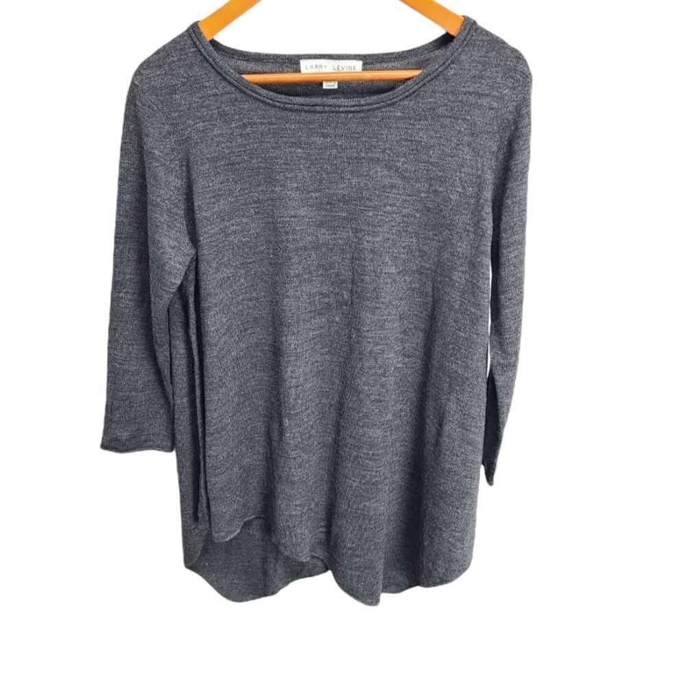 Larry Lavine Women's Asymmetrical Boat Neck Cozy Gray Sweater Size Small